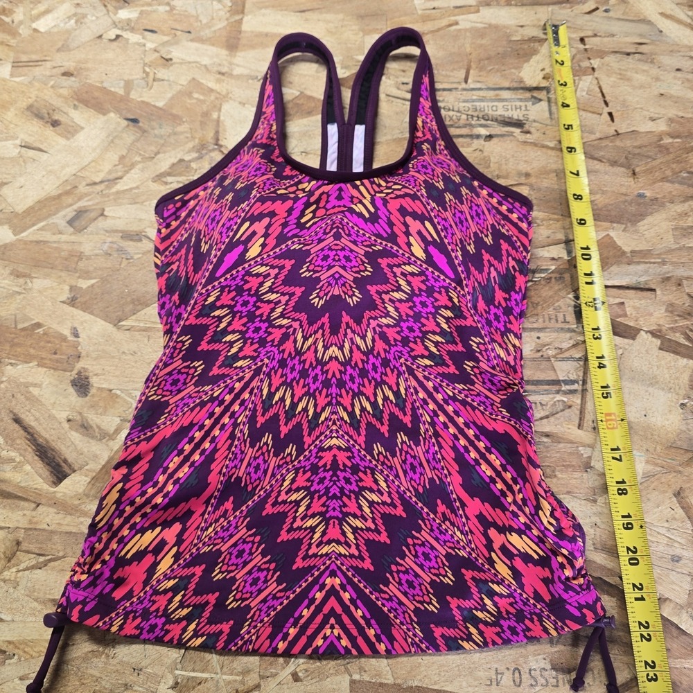 Athleta Tankini Top XS NWT Purple Pink Ikat Print Strappy Racerback Style 553782